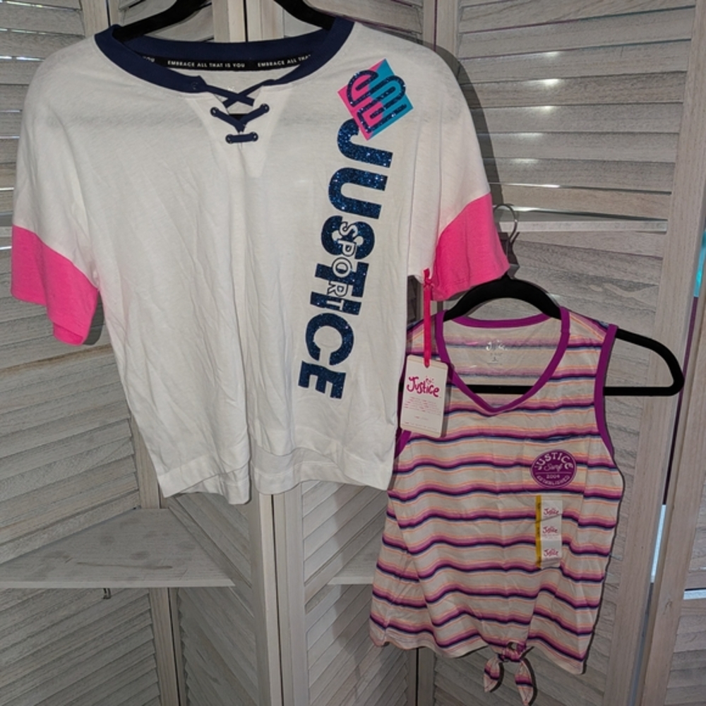 Justice‎ Kids' Pink and White Sporty Tops Set